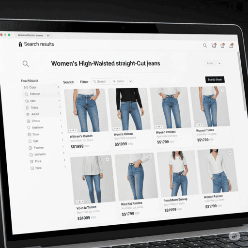 Interface de um site de e-commerce de moda